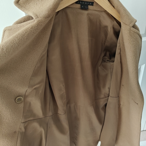 Classic Tan Double-Breasted Women's Coat - Picture 4 of 8